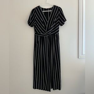 Reitmans V-Neck Striped Jumpsuit